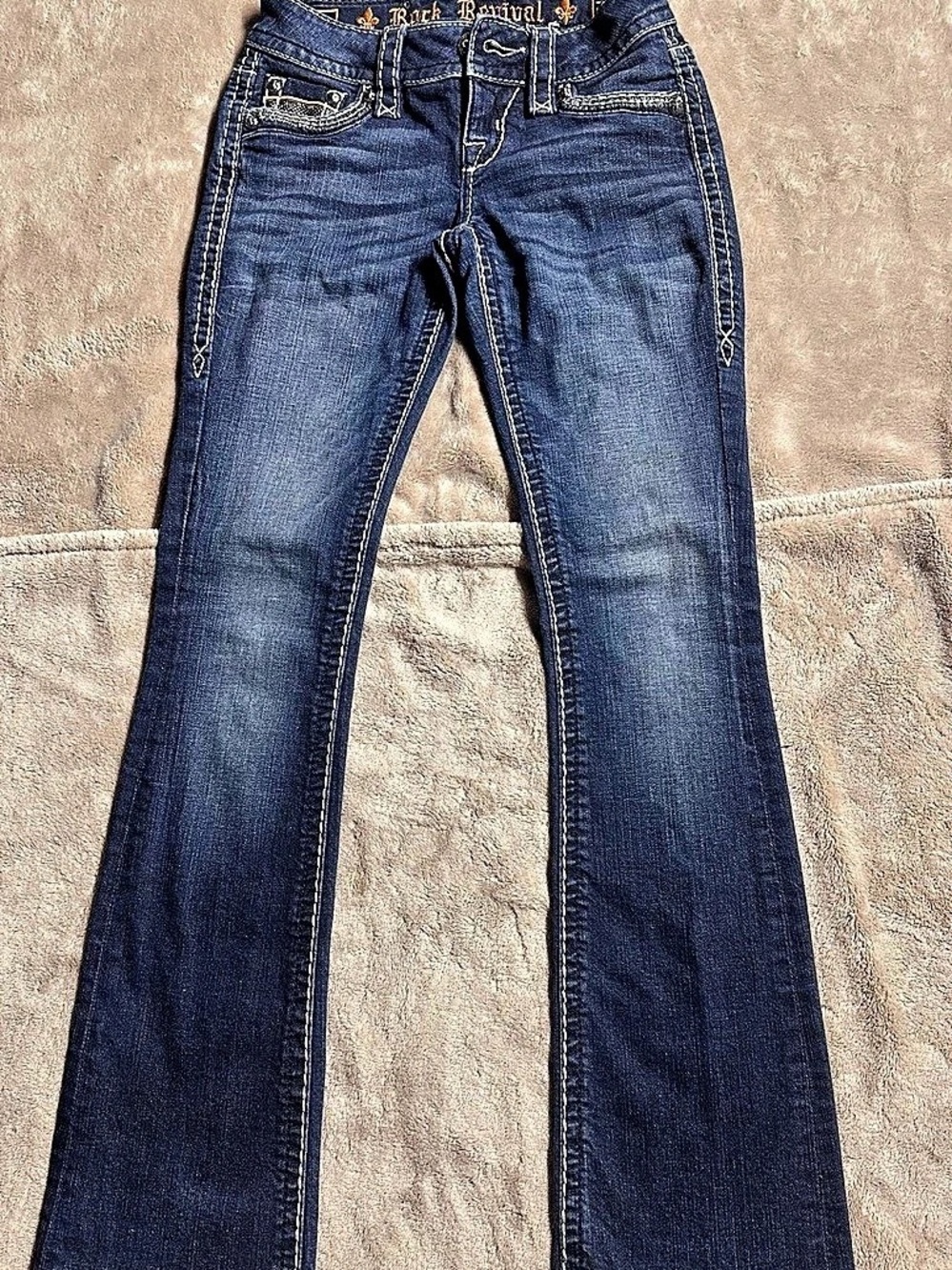 Rock Revival Flare Jeans in Blue Waist 24